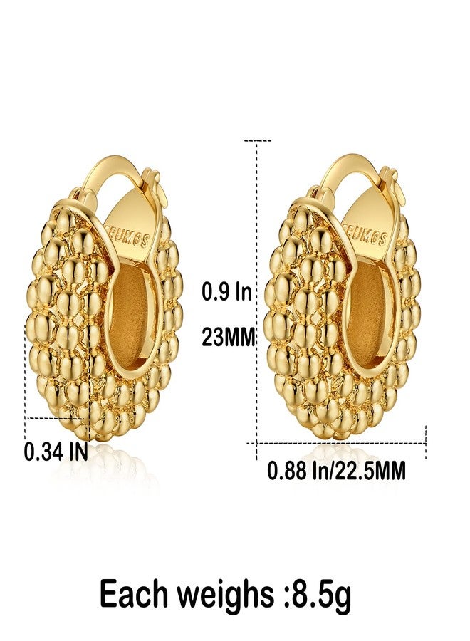 FRUMOS 18K Gold Plated Chunky Hoop Earrings for Women Fashion Thick Gold Hoops Earrings Set Jewelry for Birthday Christmas Gifts (Mulberry shape hoop) - Image 2